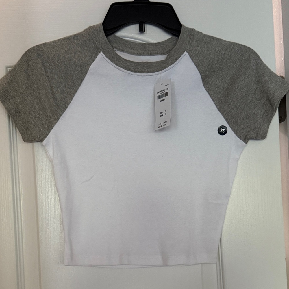 Hollister White and Gray Crop Top